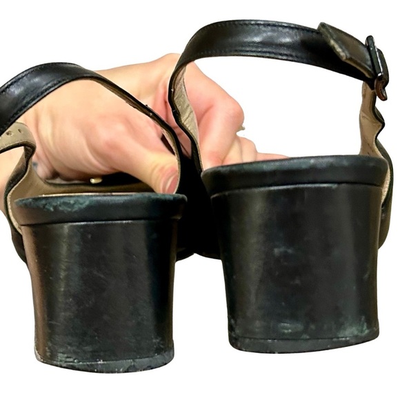 Salvatore Ferragamo Black Leather Slingback Heels with Gold Hardware – Size 8B - Picture 5 of 7